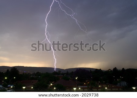 Thunderbolt of lightning at night during a thunderstorm,