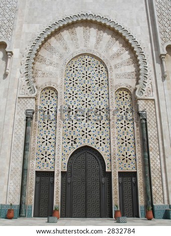 Entrance door, King Hassan II mosque Casablanca, Morocco