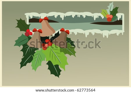 Christmas bells with mistletoe