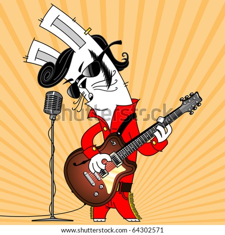 Bunny's Guitar Store Stock-vector-white-rabbit-that-looks-like-elvis-presley-who-plays-the-electric-guitar-on-a-yellow-background-64302571
