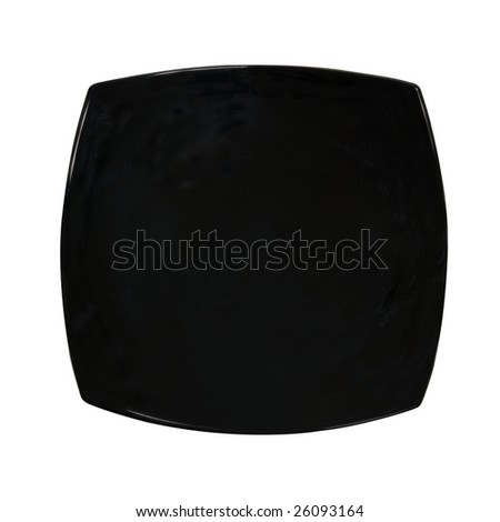Black square plate isolated on white background