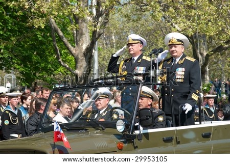 SEVASTOPOL, UKRAINE - MAY 9: Parade commander at Russian veteran\'s parade May 9, 2009 in Sevastopol, Ukraine.