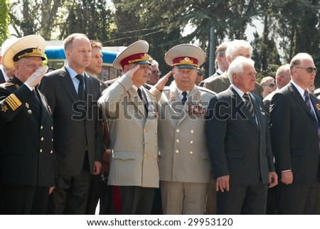 SEVASTOPOL, UKRAINE - MAY 9: Parade commander at Russian veteran's parade May 9, 2009 in Sevastopol, Ukraine.