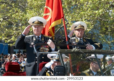 SEVASTOPOL, UKRAINE - MAY 9: Parade commander at Russian veteran's parade May 9, 2009 in Sevastopol, Ukraine.