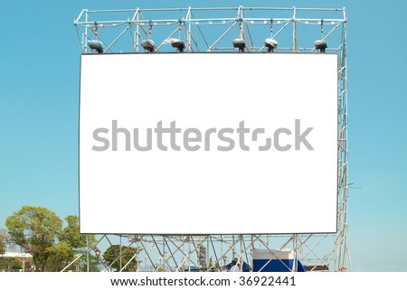 Empty Isolated billboard with the blue sky background
