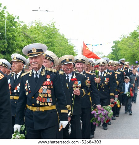 SEVASTOPOL, UKRAINE - MAY 9: Veteran's parade May 9, 2010 in Sevastopol, Ukraine.