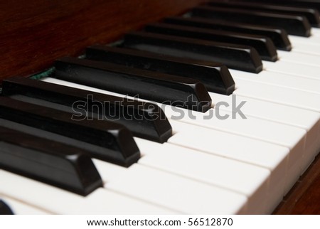Close up of black and white piano keys