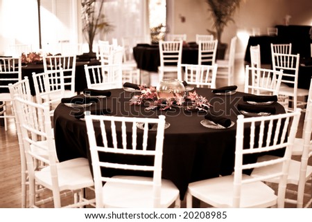 stock photo tables set up for wedding reception