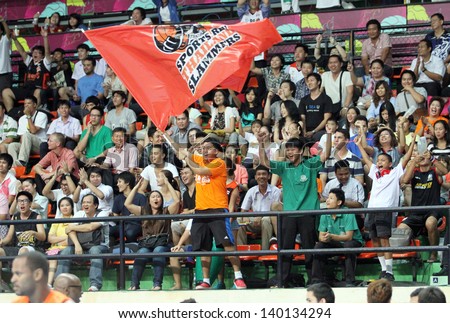 BANGKOK - MAY 28:Sports Rev Thailand Slammers fan in an ASEAN Basketball League \