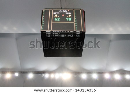 BANGKOK - MAY 28:The scoreboard of the arena shows the final score of ASEAN Basketball League \