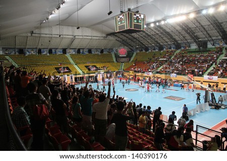 BANGKOK - MAY 30:The scoreboard of the arena shows the final score of ASEAN Basketball League \