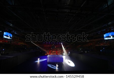 INCHEON - June 29:Samsan World Gymnasium during the Opening Ceremony 4th Asian  Indoor&Martial Arts Games 2013 on June 29, 2013 in Incheon, South Korea.