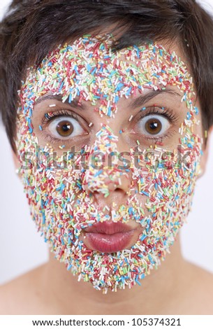 Girl face in candy portrait