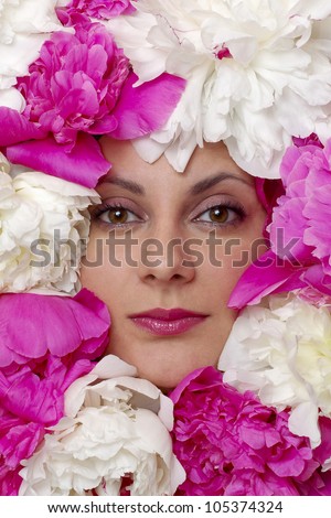 Girl in flowers, portrait