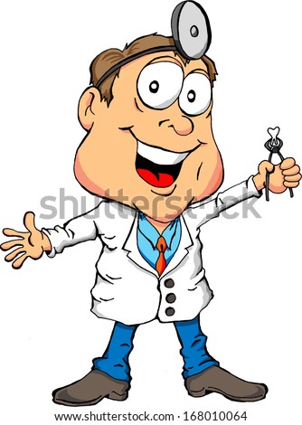 Cartoon of a Dentist Holding a Tooth