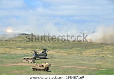 FT. CARSON, CO, USA, JUNE 7, 2014 The Colorado National Guard in partnership with Fort Carson conducted a (CALFEX) combined-arms live-fire exercise and public demonstration at Fort Carson.