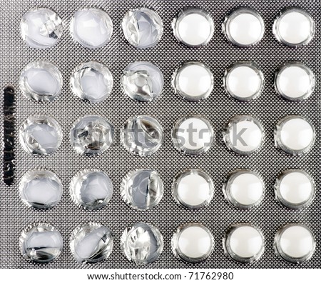 half used pack of tablets in foil
