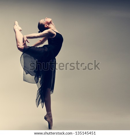Beautiful Ballet-Dancer, Modern Style Dancer Posing On Studio Background