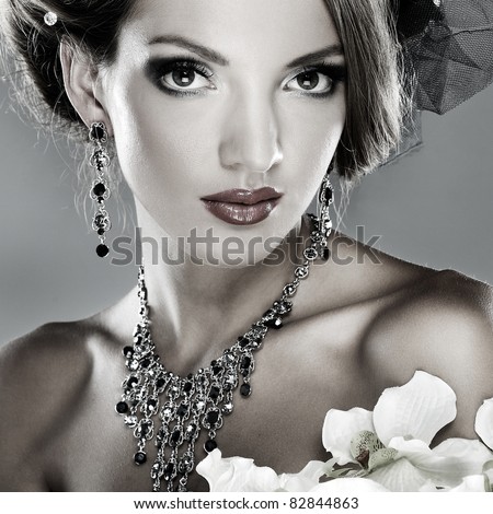 Photo of beautiful girl in weddings decorations in fashion style