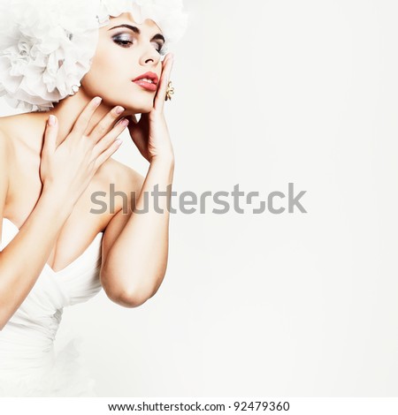 stock photo A beautiful sexual girl is in a weddingdress 