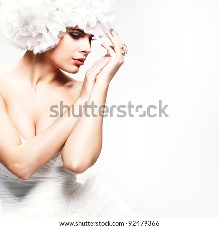 stock photo A beautiful sexual girl is in a weddingdress 