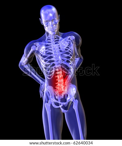 Back Pain, Man Holding Back, Front View, Backache