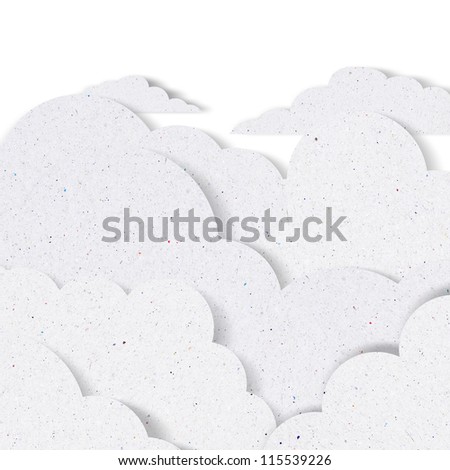 white cloud recycled paper craft  on white background