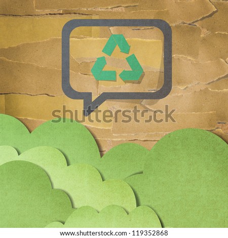 recycled paper craft stick on background ,Green world and safe world concept.