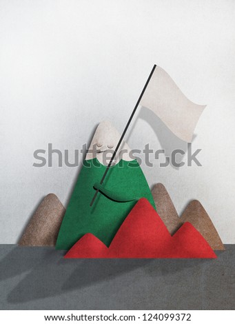 recycled paper craft stick on background, mountain on background