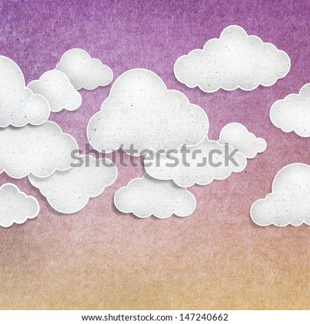white cloud recycled paper craft on background