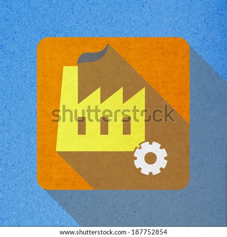 Recycled paper craft on blue background, Industry, Gear