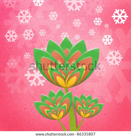 leaf recycle paper craft stick on pink paper