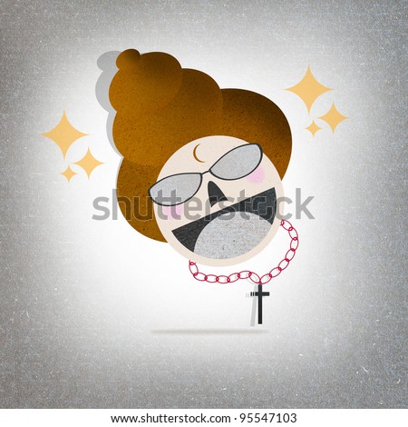 fashion art cartoon smile abstract recycled paper craft on background