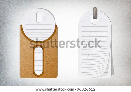 isolated brown old paper on white,recycled paper craft stick on white background