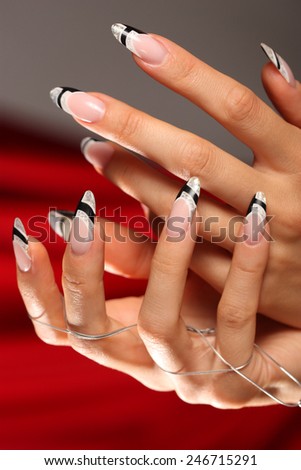 Beautiful Female Hands. Beautiful hand with perfect nail. Manicure.  Colourful Nail polish. Colourful nails.