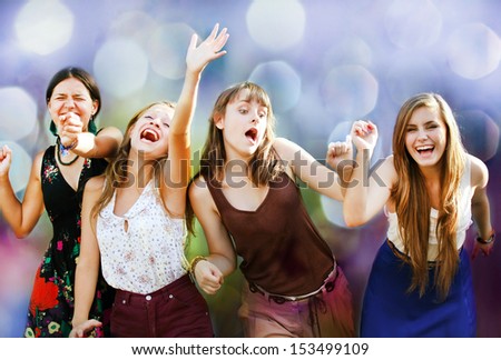 Teenage girls having fun at the party Teenage girls having fun at the party