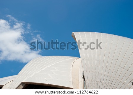 SYDNEY - JANUARY 8: The Iconic Sails of the Sydney Opera House are made up of over one million white, self cleaning tiles. January 8, 2012 in Sydney, Australia.