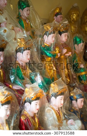 Wrapped Deities ready to be sold in  Hanoi, Vietnam