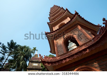 Pagoda of Tran Quoc temple in Hanoi, Vietnam