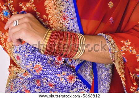Sari Detail and Bangles