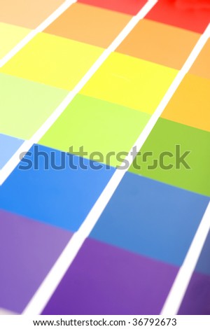 Paint strips (focus on green/yellow).