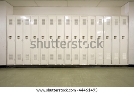 stock photo : A row of school lockers.