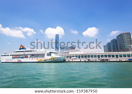HONG KONG - CIRCA SEPTEMBER 2013 - Cruise liner at the pier CIRCA September 2013 in Hong Kong.