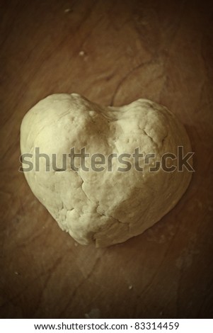 kneaded raw dough dumplings, noodles,pizza,  heart-shaped