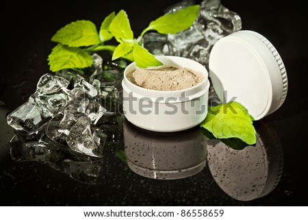 package cream cosmetic interesting background - (container for cream, powder, bulk cosmetics)