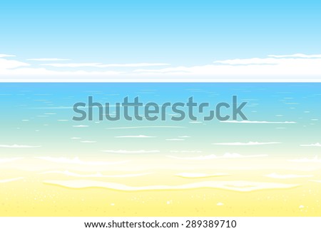 Summer beach background, nature landscape, tileable horizontally