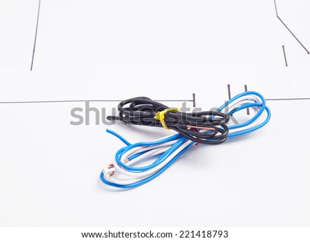 Electric wire on a background of the electric scheme