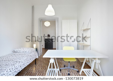 Single bedroom in modern apartment