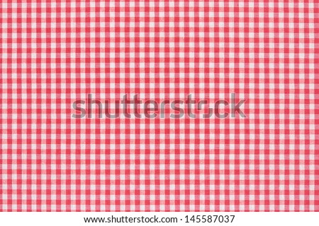 Red and white gingham tablecloth texture background, high detailed