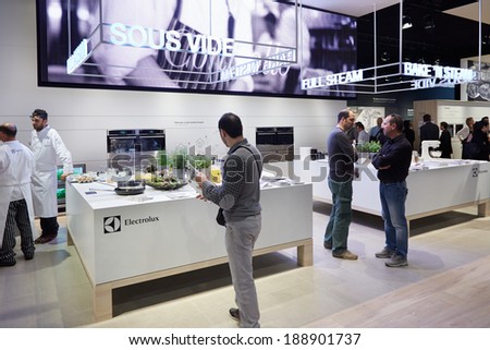 MILAN - APRIL 9: Electrolux stand during Salone Internazionale del Mobile, Furniture Fair on April 9, 2014 in Milan.
